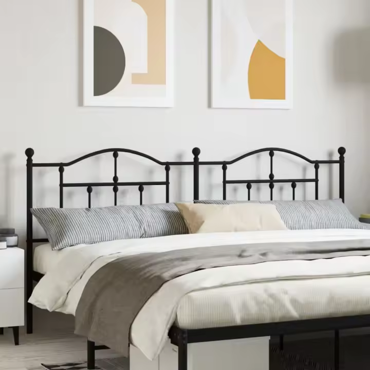 vidaXL Cabecero de metal negro 200 cm - 1