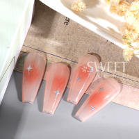 Pegatinas De Uñas 3D Dorado Plateado Estrella Adhesivo Para Manicura DIY Decoraciones Brillantes Estilo Y2K Blanco Cruzado Estrella Luminoso - details 13