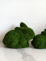 Estatua De Conejo Verde De Pascua Para Jardín Decoración De Fiesta Familiar Figura De Animales Hecha De Fibra Vegetal - details 3