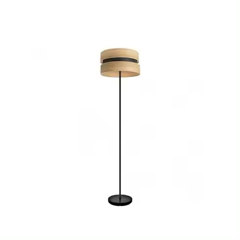 Lámpara de Pie Colet FABRILAMP Negro/Madera Clara 160x40x40 Cm - Diseño Elegante - 1