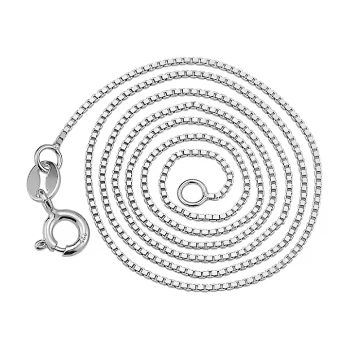 Collar De Cadena De Plata De Ley 925 0.8mm Para Mujeres Niñas Y Niños 40cm/45cm DIY Joyería Kolye Collares Collier - 1