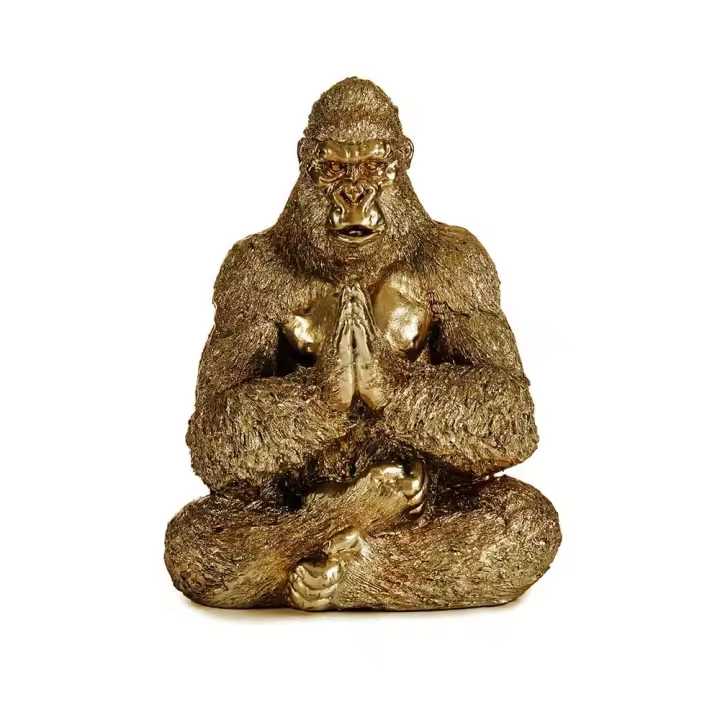 Figura Decorativa Yoga Gorila Dorado 16 x 27,5 x 22 cm - 1