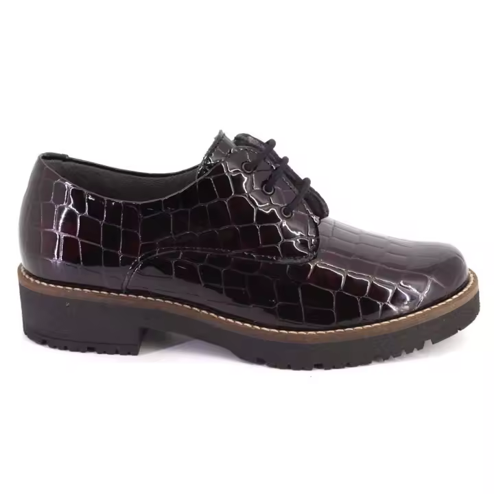 PITILLOS 10081 Zapatos con cordones de mujer burdeos PIEL 624 - 1