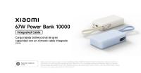Xiaomi 67W Power Bank 10000 (Integrated Cable) - Azul Hielo, Pantalla Digital, Carga 67W/65W, Cable USB-C, 3 Puertos, Uso Viaje - details 0