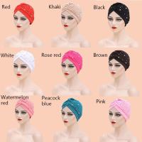 1PC Turban Musulmán De Moda Con Perlas Hijab Interna Para Mujer Arabesca Cubierta De Cabeza Femme Wrap Headwear Polyester - details 1