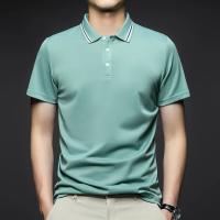 Camisa Polo Hombre Estilo Casual Transpirable Con Mangas Cortas Y Rayas Cuello Redondo Top Cómodo Para Verano - details 7
