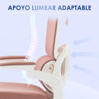 Vinsetto Silla de Oficina de Malla Giratoria Silla de Escritorio Basculante con Respaldo Alto Reposacabezas Reposabrazos y Soporte Lumbar 62x58x120-133 cm Rosa - details 5