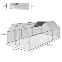 PawHut Gallinero de Exterior Jaula con Cerradura para Aves de Corral de Metal Galvanizado y Cubierta Oxford - details 4