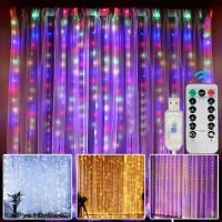 Cadena De Luces De Hilo De Cobre Con 600/300/200 LED Para Cortina USB Con Control Remoto Decoración Para Fiesta Boda Navidad 3*1-6*3M - details 4