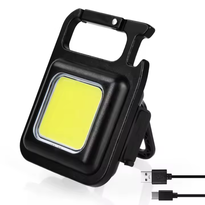 Linterna pequeña, llavero LED recargable de 1000 lúmenes, luz de bolsillo portátil con soporte plegable, [Clase energética A+++] - 1