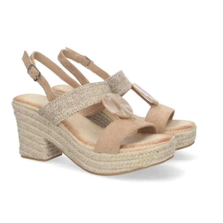 PuntoSalao Sandalias de tacón y plataforma para mujer color Kaqui JNS-5Q29 - 1