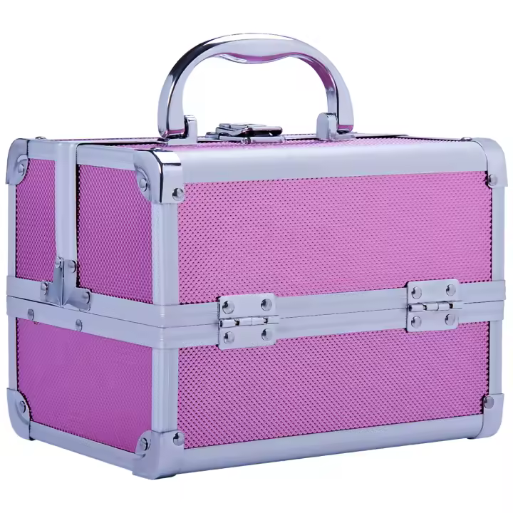 HOMCOM Maletín Maquillaje Profesional Estuche de Cosmético Portátil con Bandejas de 3 Niveles y Espejo 2 Llaves para Joyero Manicura Viaje 20x15x15 cm - 1