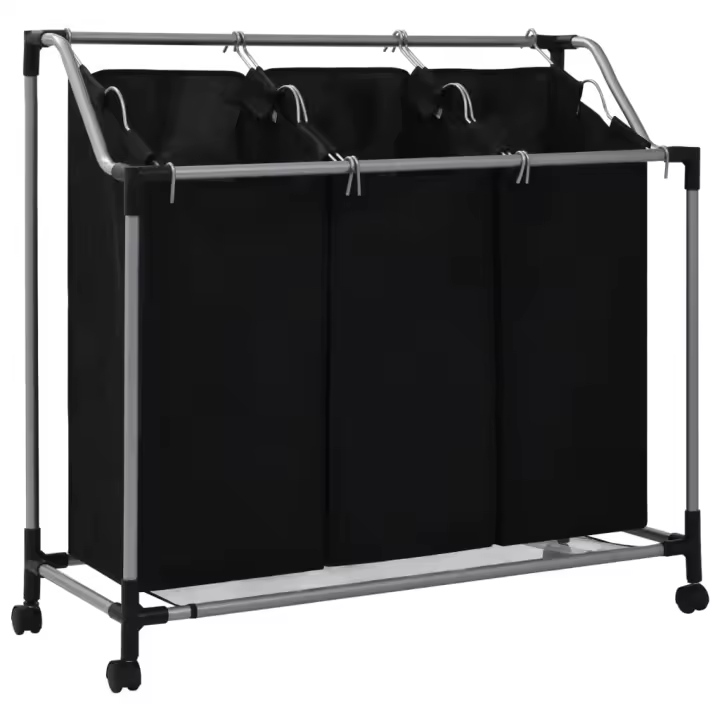 vidaXL Separador de colada con 3 bolsas acero negro - 1