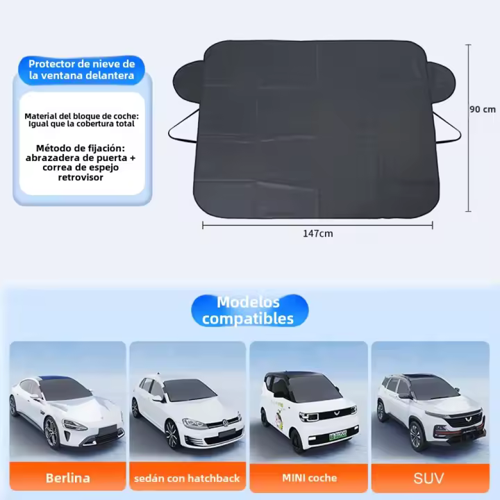 Protector De Parabrisas Para Coche Extra Grande Cubierta Anticongelante Antisalpicaduras Protectora Contra La Nieve El Hielo La Polvo Y El Sol Accesorios Para Automóvil - 1