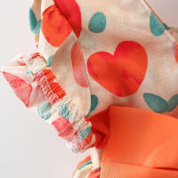 Vestido De Verano Para Bebé Niña Con Estampado De Amor Y Lazo En Algodón Vestido De Fiesta Con Mangas Flounce Estilo Coreano - details 5