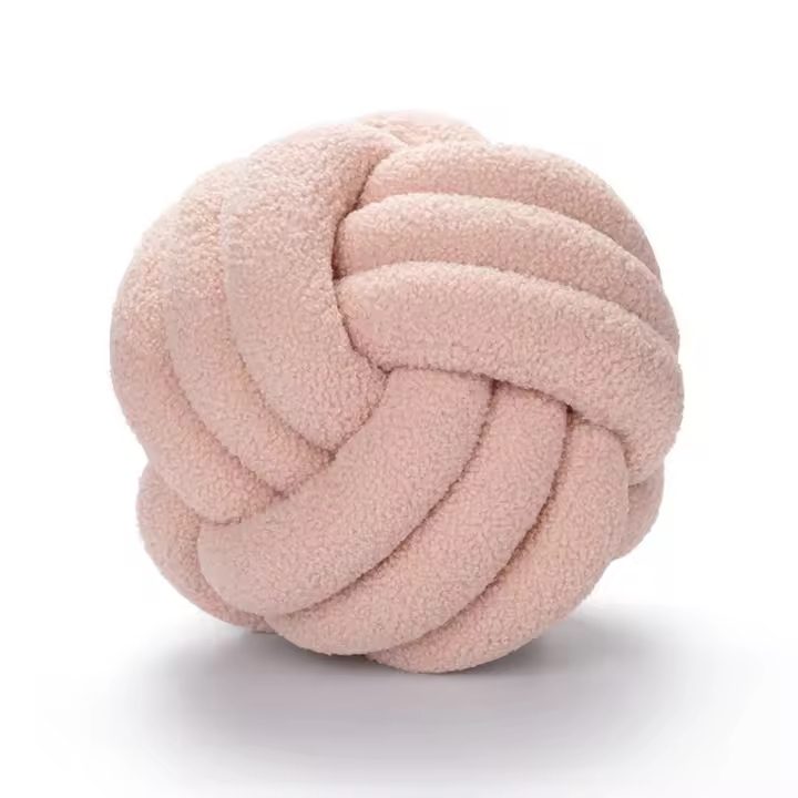 hand-woven knotted ball pillow lambskin roll pillow sofa pillow living room spherical cushion bedside back - 1