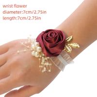 Flor De Mano Para Niñas Bodas Y Fiestas De Promoción Corbata De Satén Rosa Accesorios De Boda Flores De Tela Hechas a Mano - details 10