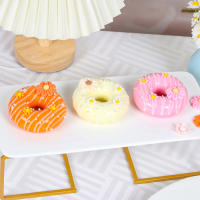 4PCS Floral Donut Modelo De Pastel Artificial Para Decoración De Bodas Y Fiestas Profesional Simulación De Comida Decorativa PVC Tamaño 2.95 Cm - details 5