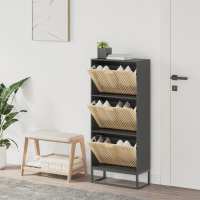 vidaXL Mueble zapatero madera contrachapada 52x25x120 cm mueble zapatero Color Marrón,  Blanco,  Negro - details 2