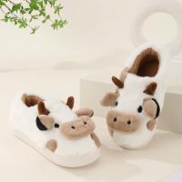 Pantuflas De Invierno Para Parejas Con Diseño De Vaca De Peluche Cálido Antideslizantes Comodidad Para Hombres Y Mujeres - details 3