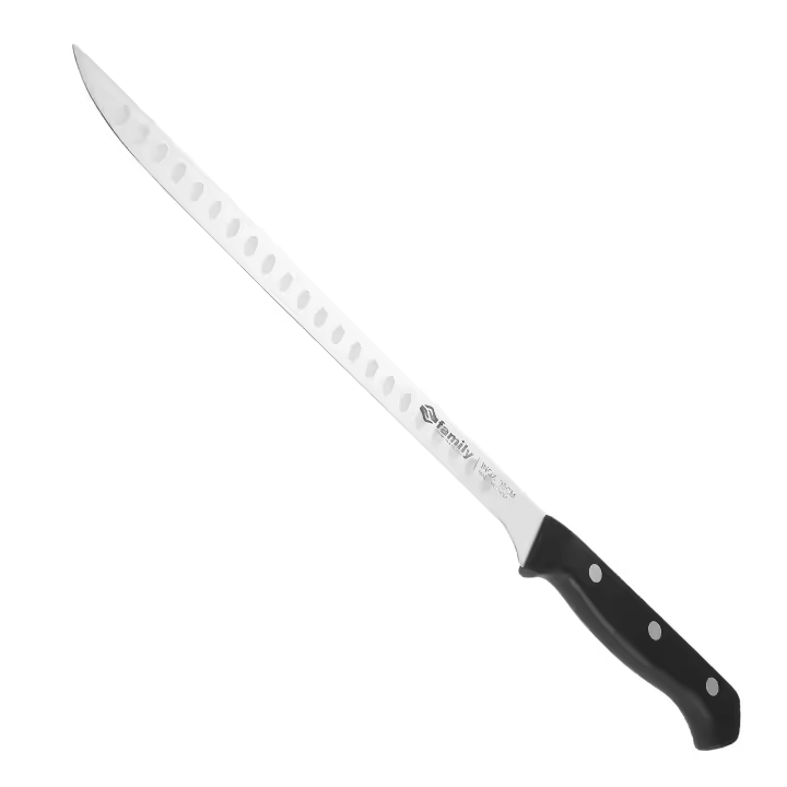 DESEOS Cuchillo jamonero Family | Alveolado | Acero inoxidable | Mango ergonómico | 38cm - 1