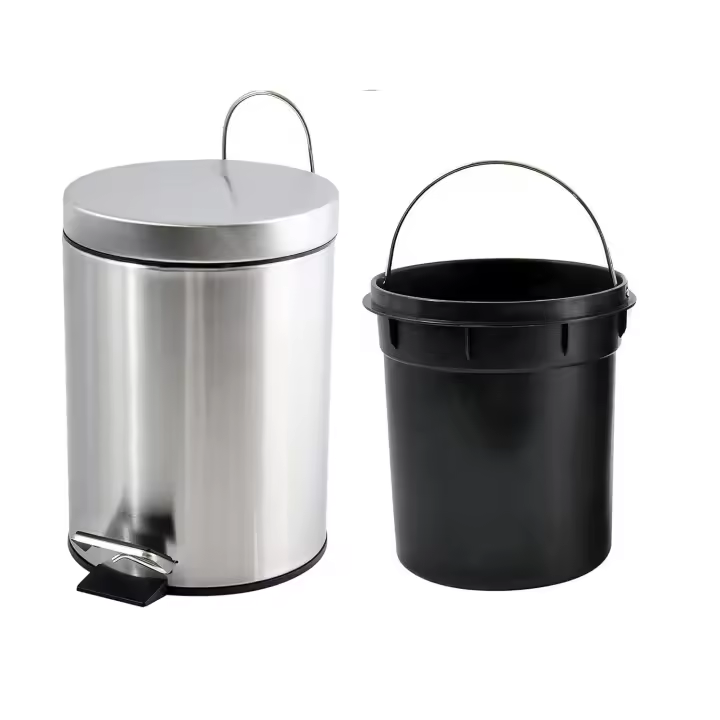Cubo de Basura con Pedal, Acero Inoxidable, Papelera Baño, Capacidad de 3L/5L/7L/9L/12L - 1