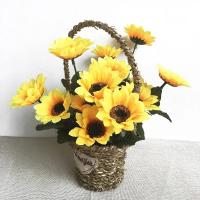1 Rama De 7 Cabezas De Girasoles Artificiales 29cm Flores Falsas Para Decoración De Jardín Librería Bodas Cafeterías Eventos - details 5