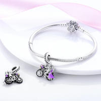 Encanto De Mariposa Morada Y Oso Serie Lindo Bolas De Plata De Ley 925 Para Pulsera Original De 3mm Joyería Para Mujer Regalo - details 32