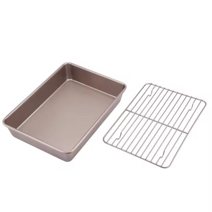 Juego de 2 utensilios para hornear galletas comerciales de aluminio natural de 13 pulgadas y color dorado - 1