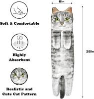Divertidos Gatos Toalla de Mano-Decoración Gato Toalla Colgantes para Baño Trapos de Cocina-Animal Absorbente Suave Toallas-Regalos Graciosos para Originales Mujer Amantes de Los Gatos-Gris - details 0