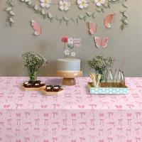 Mantel De Fiesta Coquette Para Mujeres Y Niñas En Rosa Con Lazo Decoración Elegante Para Bodas Y Baños De Luz Fiesta De Cumpleaños Decoración De Mesa Para Ocasiones Especiales - details 6
