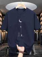 Camiseta De Verano Para Hombre Algodón Puro 100% Estilo Casual Ajuste Suelto Tallas Grandes Con Patrón De La Landing En La Luna Cuello Redondo Manga Corta - details 6