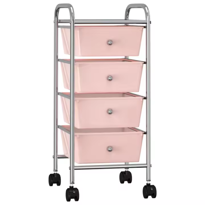 vidaXL Carrito de Almacenaje Portátil 4 Cajones Plástico con Ruedas Color Blanco,  Negro,  Rosa y mas - 1