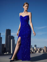 Vestido De Noche Elegante Para Mujer Con Vuelta Y Lentejuelas Vestido De Fiesta De Graduación Y Baile De Prom Sin Mangas Cuello En V Sin Espalda Largo De Pierna - details 8