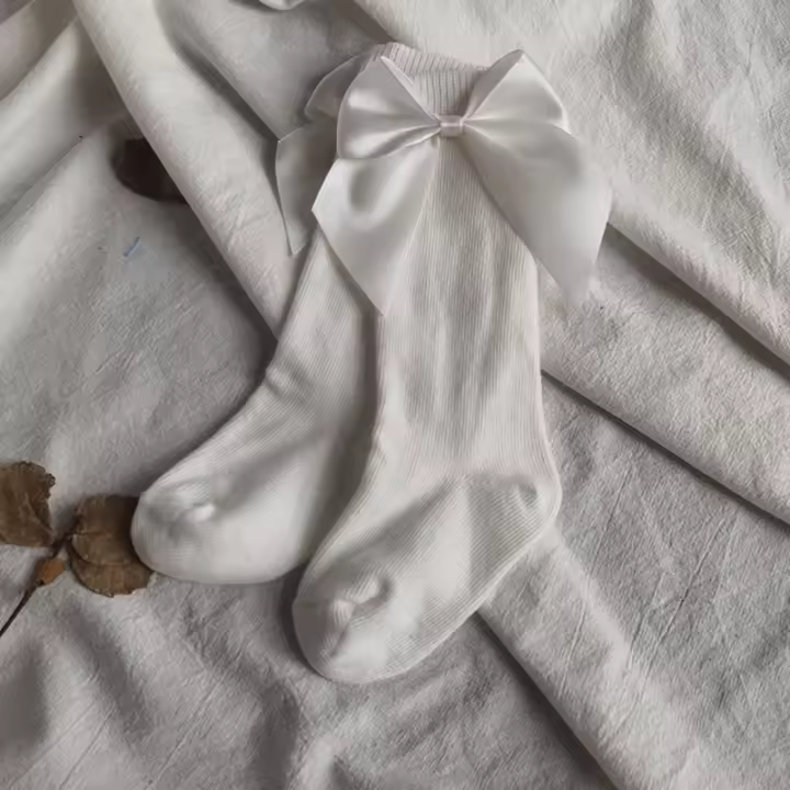 Calcetines De Navidad Para Bebés Y Niñas Con Gran Lazo Alta Cintura Suaves Y Lindos De Algodón Y Poliéster Para Otoño Invierno Primavera Verano Tallas S M L Para 0-5 Años - 1