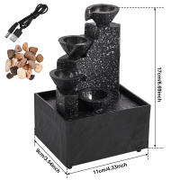 Fachada De Escritorio Con Fuente De Agua Decoración Relaxante Con Iluminación LED Estilo Moderno Figura De Resina Para Escritorio - details 1