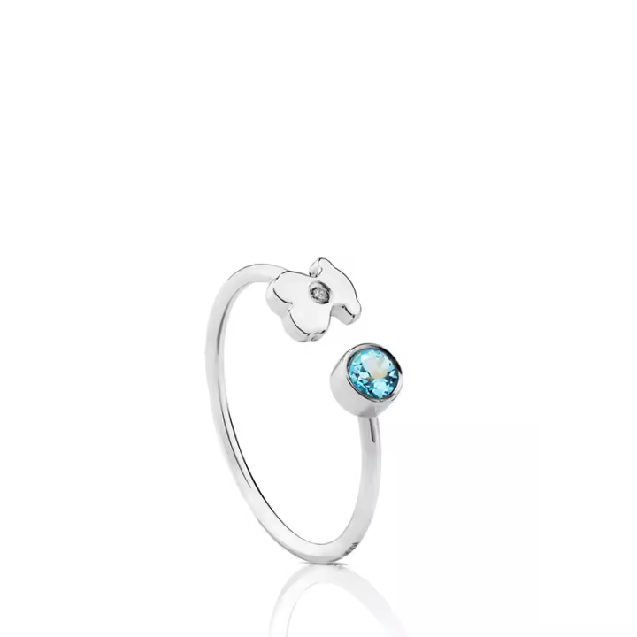 Anillo Abierto de Plata de Ley S925 para Mujer, diseño en forma de Oso elegant Anillo ajustable regalo perfecto para ella - 1
