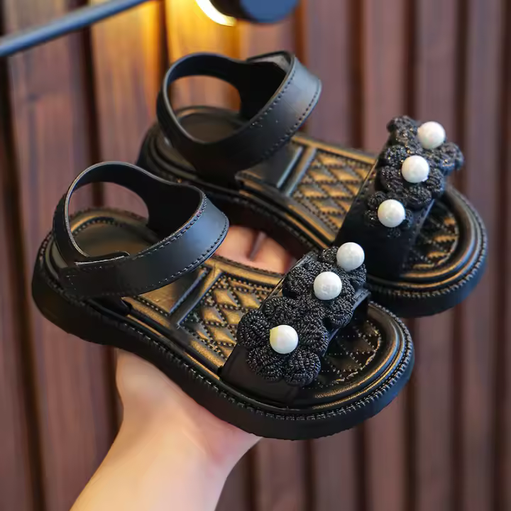 Nuevos Sandalias De Verano Para Niñas Zapatos Deportivos Casuales Con Perlas Y Flores Suela Suave Antideslizante Tallas 24-35 - 1