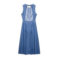 Vestido De Verano Para Mujer UNIZERA Sin Mangas Estilo Country Con Hueco En La Espalda Cuello Redondo Color Sólido A-Line Midi - details 4