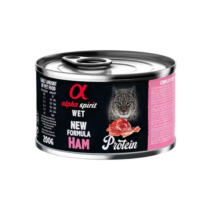 Alpha Spirit Húmedo Lata 200 Gr Protein Para Gatos Jamón - 1