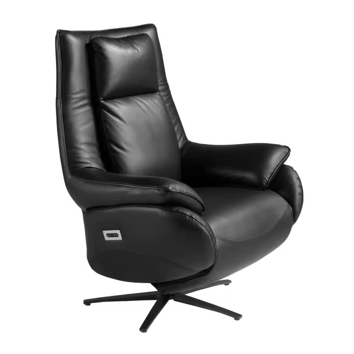 ANGEL CERDÁ 5124C Sillón relax giratorio piel negro , Negro , Piel , 91 x 80 x 118 - 1