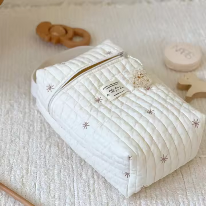 Bolsa De Pañales Portátil Organizador De Camas De Bebé Bordado Bolsa De La Madre Accesorios Para Bebés Bolsa De Cambio Con Cierre De Cremallera Material De Poliéster - 1