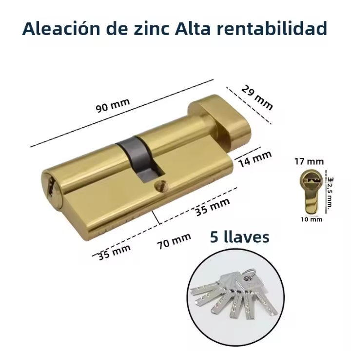 Cilindro De Cerradura De Reemplazo Para Puertas Internas De Hogar Antirrobo Aleación De Zinc Aleación De Cobre 60mm 70mm 80mm Con Llaves - 1