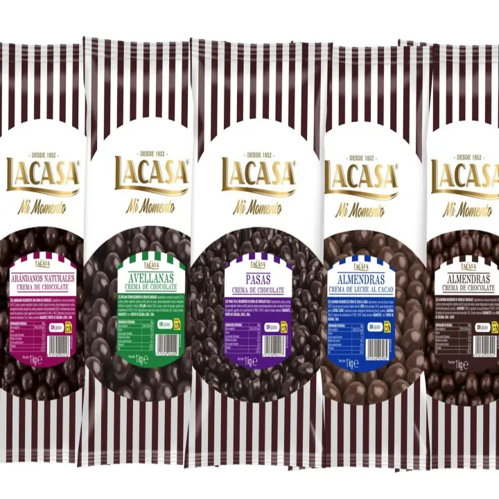 Lacasa pack 5kg deliciosas bolas de frutos secos con chocolate: Pasas de Corinto Negro,Almendra Negro,Almendra Leche,Avellana Negro,Arándanos Negro - 1