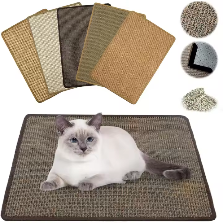 Cat Scratching Mat - Sisal, Durable, Non-Slip, Suitable for Floor Heating, Claw Care, Sisal Mat for Wall and Floor (Random Color) 40 x 60 cm - 1