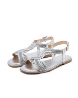 Sandalias Mujer Planas con tira trenzada piedras - details 6