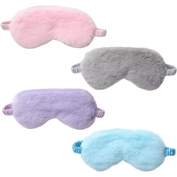 PC máscara de ojo de felpa suave máscara de ojo de felpa mullida máscara de sueño ajustable para niños adultos mujeres - 1