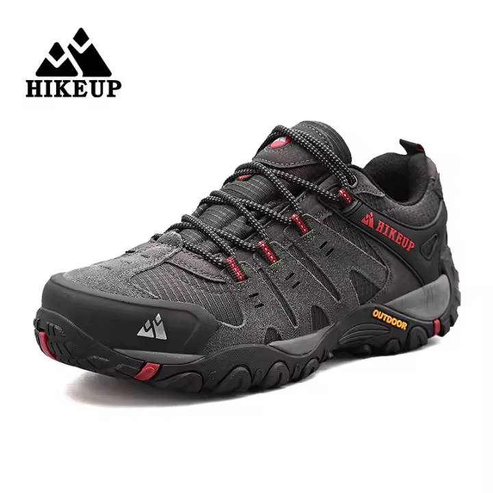 Zapatos De Senderismo Para Hombre HIKEUP Suela De Goma Resistente a La Ruptura Transpirables Impermeables Cuero Sintético Mesh Talla 40-45 Color Negro Kaki Gris - 1