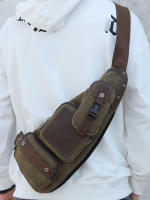 Mochila Hombro Para Hombre Bolsa De Pecho Cruzada Militar Táctica De Lona Bolsa Mensajero Estilo De Viaje Senderismo - details 3