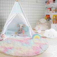 Alfombra Redonda De Peluche Suave Para Niñas Habitación De Princesa Castillo Alfombra Gruesa Decorativa Para Dormitorio Moderno - details 1